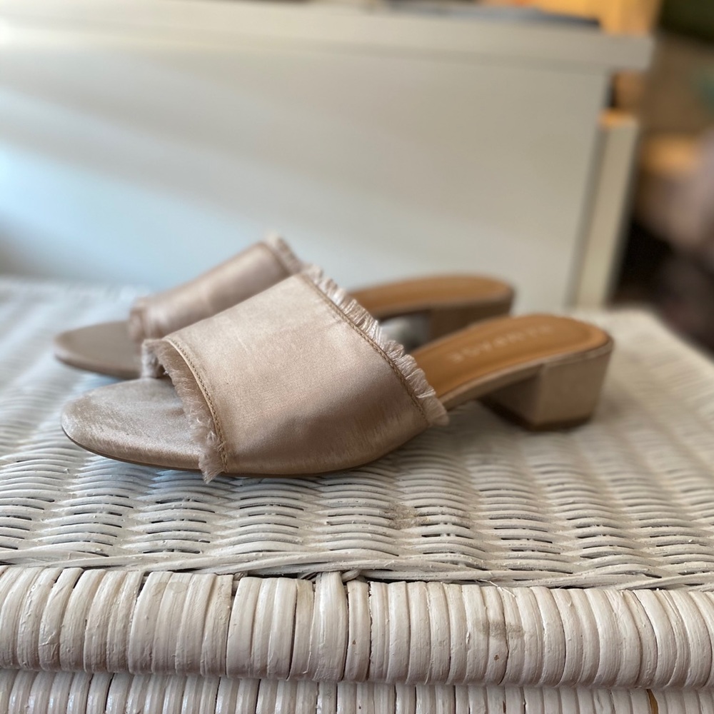 Pink Satin Fringe Sandals